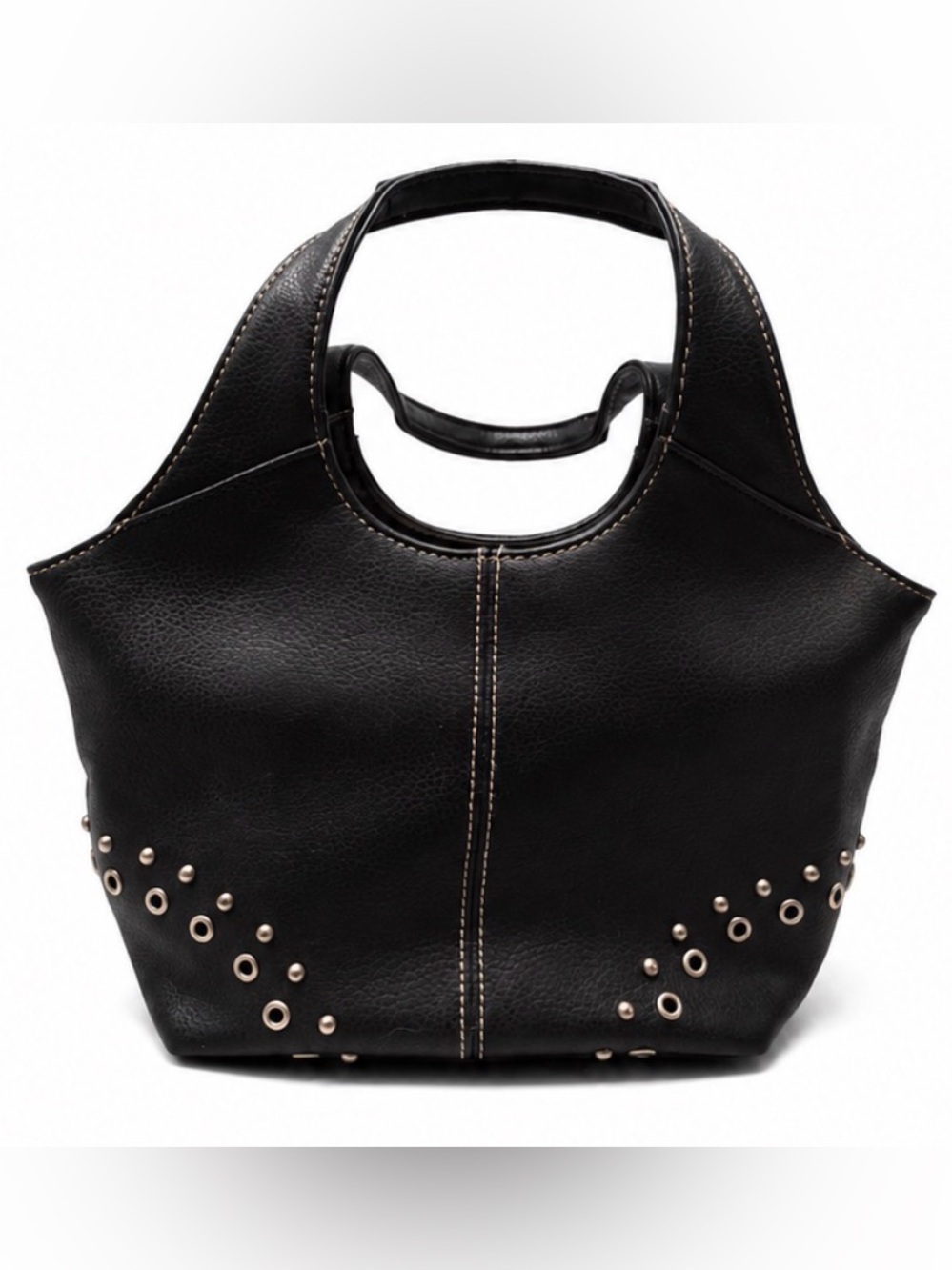 Black Stud-Accent Tote Bag